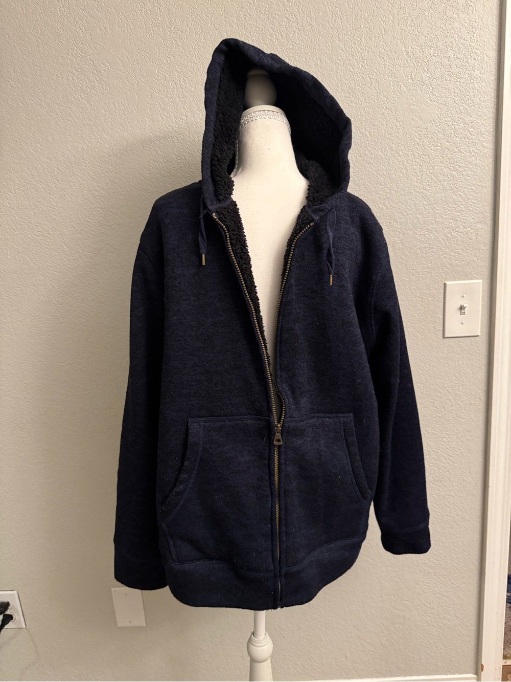 Weatherproof Navy Hooded Zip-Up Jacket